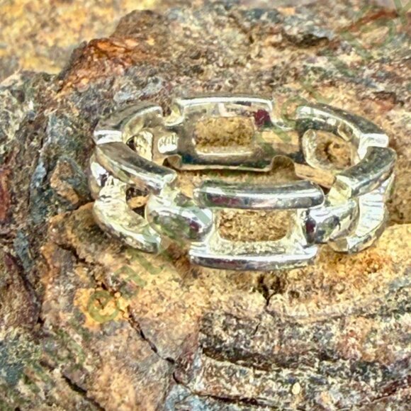 Vintage Sterling Silver Chain Band Ring Size 5 1/4 - Picture 2 of 4